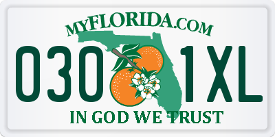 FL license plate 0301XL