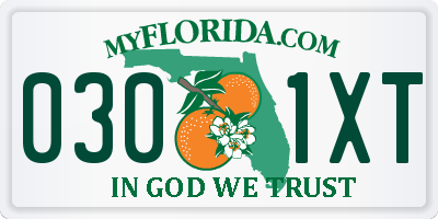 FL license plate 0301XT