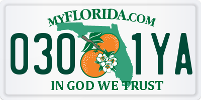 FL license plate 0301YA
