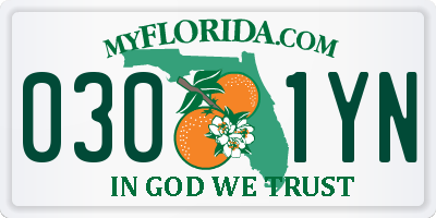 FL license plate 0301YN