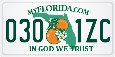 FL license plate 0301ZC