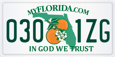 FL license plate 0301ZG