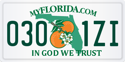 FL license plate 0301ZI