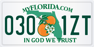 FL license plate 0301ZT