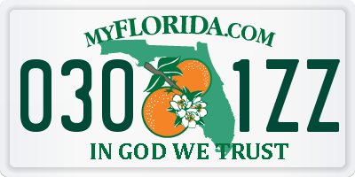 FL license plate 0301ZZ