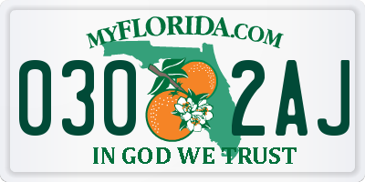 FL license plate 0302AJ