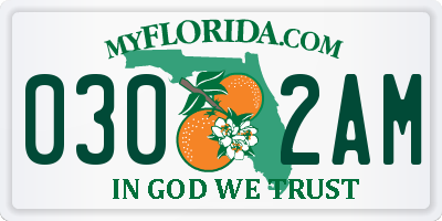 FL license plate 0302AM