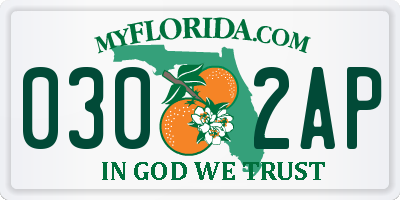 FL license plate 0302AP