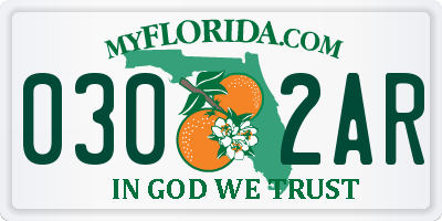 FL license plate 0302AR