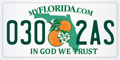 FL license plate 0302AS