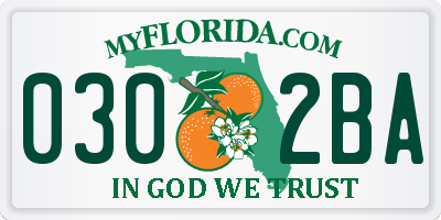 FL license plate 0302BA