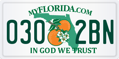 FL license plate 0302BN