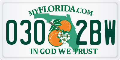 FL license plate 0302BW