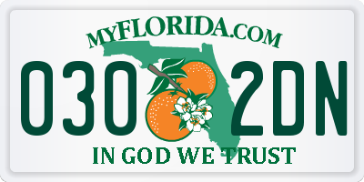 FL license plate 0302DN