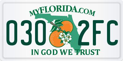 FL license plate 0302FC