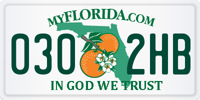 FL license plate 0302HB