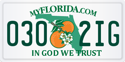 FL license plate 0302IG