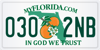 FL license plate 0302NB