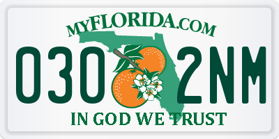 FL license plate 0302NM