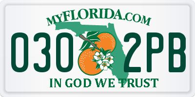 FL license plate 0302PB