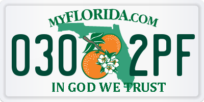 FL license plate 0302PF