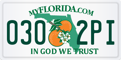 FL license plate 0302PI