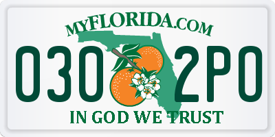 FL license plate 0302PO