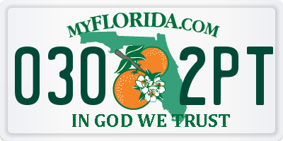FL license plate 0302PT
