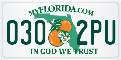 FL license plate 0302PU