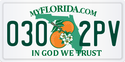 FL license plate 0302PV