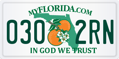 FL license plate 0302RN