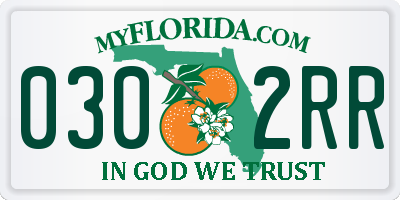 FL license plate 0302RR