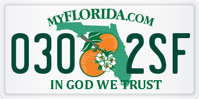 FL license plate 0302SF