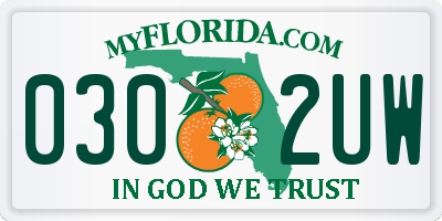 FL license plate 0302UW