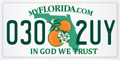 FL license plate 0302UY