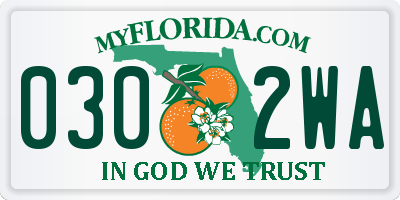 FL license plate 0302WA