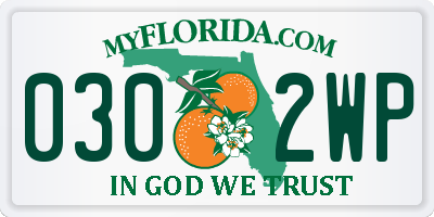 FL license plate 0302WP