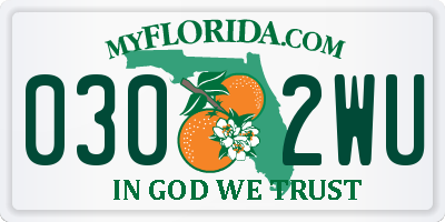 FL license plate 0302WU