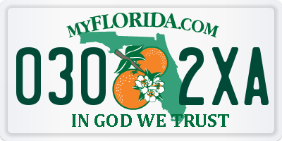 FL license plate 0302XA