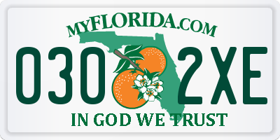 FL license plate 0302XE