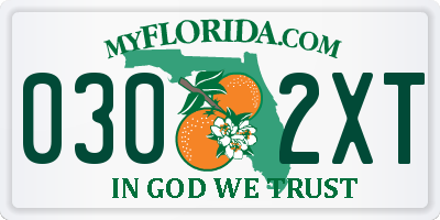 FL license plate 0302XT