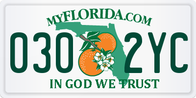 FL license plate 0302YC