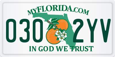 FL license plate 0302YV
