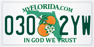 FL license plate 0302YW