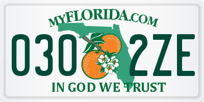 FL license plate 0302ZE