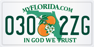 FL license plate 0302ZG