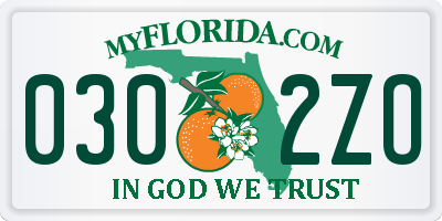 FL license plate 0302ZO