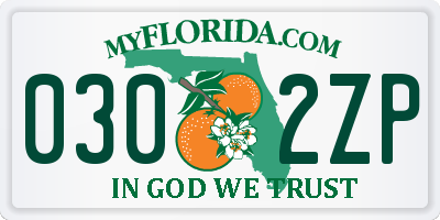 FL license plate 0302ZP