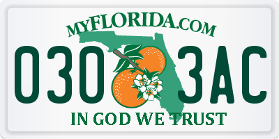 FL license plate 0303AC