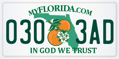 FL license plate 0303AD
